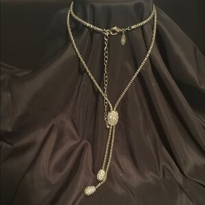 Chico's Silver Layered Necklace with Pearl Accents
